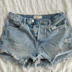 We The Free Light Blue Distressed Jean Shorts